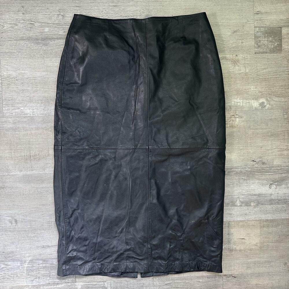 Excelled Women's Black Leather Long Skirt Size 16 Regular Made in India